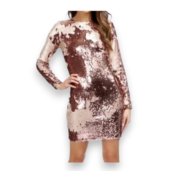 Dress the Population Lola Long Sleeve Sequin Body-Con Minidress - Picture 1 of 6